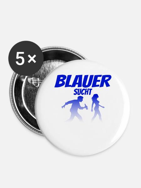 Blauer Sucht Frau - Buttons groß 56 mm (5er Pack) - Weiß