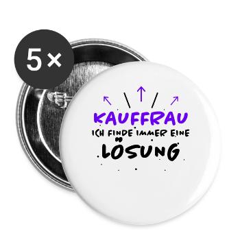 Kauffrau Spruch Verkäuferin Witz Kauffrau Geschenk - Buttons groß 56 mm (5er Pack) - Weiß - Vorne
