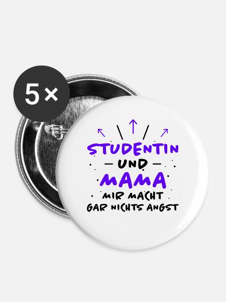 Studentin Spruch Universität Studentin Geschenk - Buttons groß 56 mm (5er Pack) - Weiß