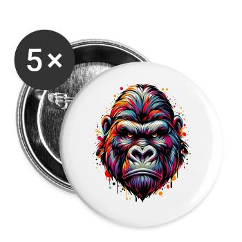 Gorille - Lot de 5 grands badges (56 mm) - blanc - Devant