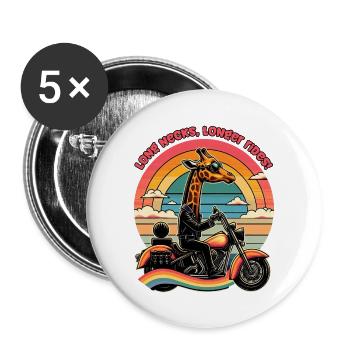GIRAFFE RIDER: LONG NECKS LONGER RIDES - Buttons large 2.2''/56 mm (5-pack) - white - Front