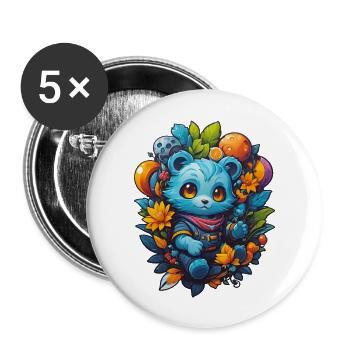 Sommerbärchen - Buttons groß 56 mm (5er Pack) - Weiß - Vorne