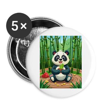 Niedlicher Panda - illustriert - Buttons groß 56 mm (5er Pack) - Weiß - Vorne