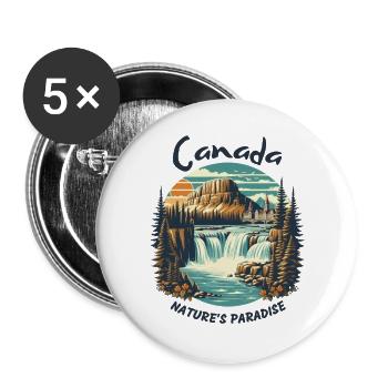 Le paysage du Canada - Lot de 5 grands badges (56 mm) - blanc - Devant