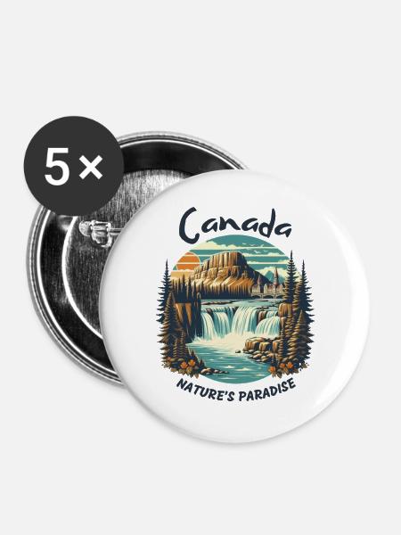 Kanadas Landschaft - Buttons groß 56 mm (5er Pack) - Weiß