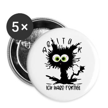 Abitur 2026 - Ich habe fertig - Gestresste Katze - Buttons groß 56 mm (5er Pack) - Weiß - Vorne