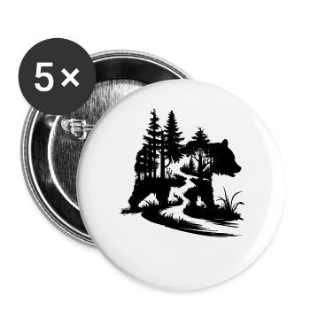 Bears Silhouette Forest Path Outdoor Art - Buttons large 2.2''/56 mm (5-pack) - white - Front