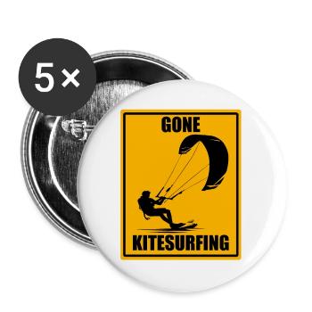 Gone Kitesurfing Vintage Kiteboarding Design Chemise - Lot de 5 grands badges (56 mm) - blanc - Devant