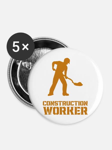 bauarbeiter baustelle worker - Buttons groß 56 mm (5er Pack) - Weiß