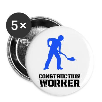 Construction Worker Construction Site Worker - Buttons large 2.2''/56 mm (5-pack) - white - Front