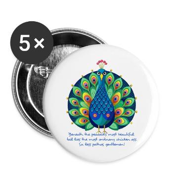 Erbärmlicher Pfau - Buttons groß 56 mm (5er Pack) - Weiß - Vorne