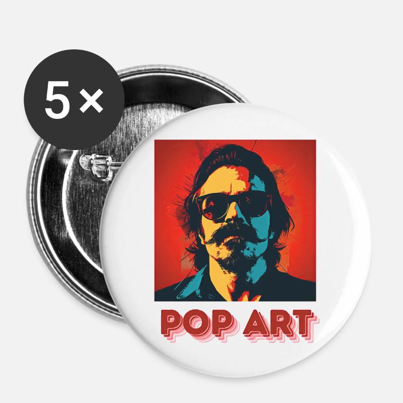 Pop Art - Buttons large 2.2''/56 mm (5-pack) - white