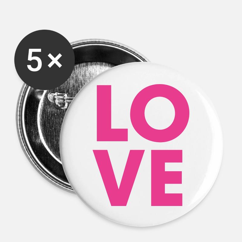 Love - Buttons groß 56 mm (5er Pack) - Weiß