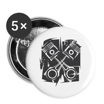 V8 Abstrait Moteur Illustration Musclecar Tuning - Lot de 5 grands badges (56 mm) - blanc - Devant