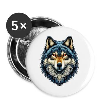 Wolf - Buttons large 2.2''/56 mm (5-pack) - white - Front