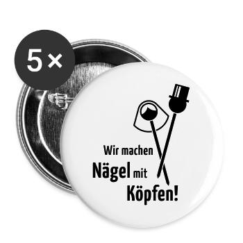 Wir Machen Nägel Mit Köpfen! Hochzeit Brautpaar B - Buttons groß 56 mm (5er Pack) - Weiß - Vorne