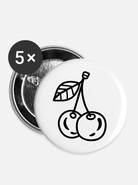 Kirsche - Buttons groß 56 mm (5er Pack) - Weiß