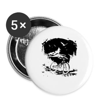 Mountainbiking Skizze - Buttons groß 56 mm (5er Pack) - Weiß - Vorne
