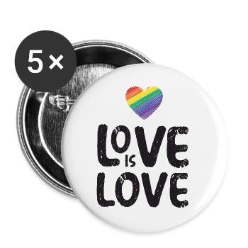 LGBTQ Pride Month - Love is Love - Buttons large 2.2''/56 mm (5-pack) - white - Front