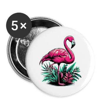 Flamingo - Buttons groß 56 mm (5er Pack) - Weiß - Vorne