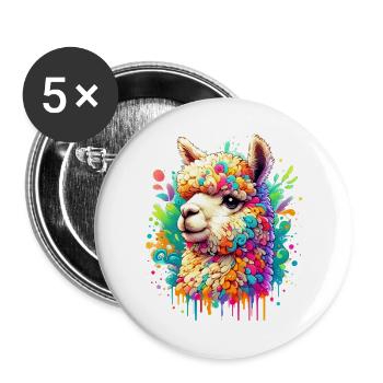 Alpaka - Buttons groß 56 mm (5er Pack) - Weiß - Vorne