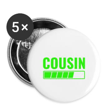 Zukünftiger Cousin, bitte warten - Buttons groß 56 mm (5er Pack) - Weiß - Vorne