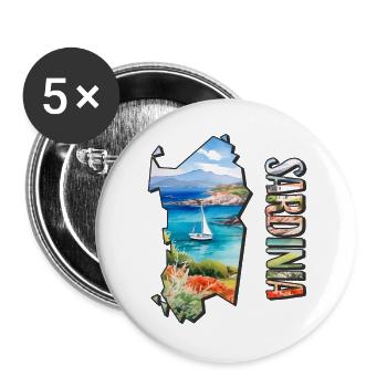 Watercolor Map Sardinia - Buttons large 2.2''/56 mm (5-pack) - white - Front