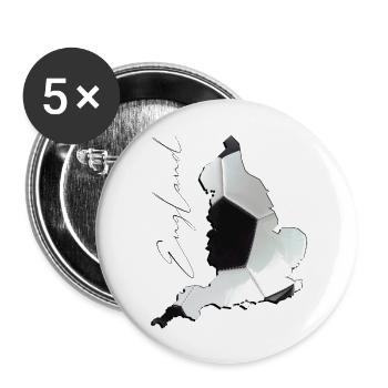 Angleterre | Vrai football | Carte FR - Lot de 5 grands badges (56 mm) - blanc - Devant