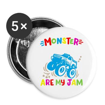Monster Truck - Buttons groß 56 mm (5er Pack) - Weiß - Vorne
