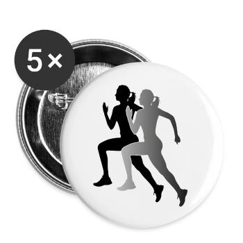 Joggen - Laufen - Rennen - Sport - Buttons groß 56 mm (5er Pack) - Weiß - Vorne