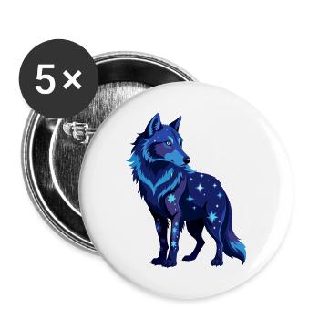 Galaktischer Wolf - Buttons groß 56 mm (5er Pack) - Weiß - Vorne