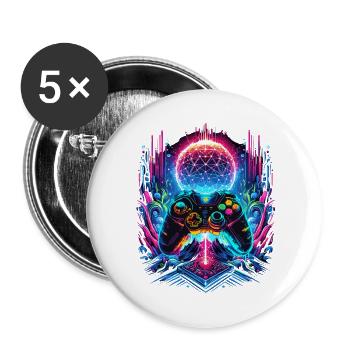 Synthwave Cyberpunk Gaming Controller - Buttons groß 56 mm (5er Pack) - Weiß - Vorne
