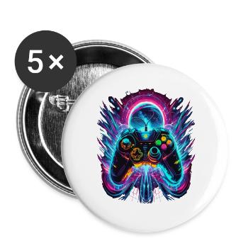 Manette de jeu rétro Vibrant Neon - Lot de 5 grands badges (56 mm) - blanc - Devant
