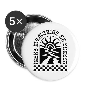 Make Memories At Sunset Retro Sonnenuntergang - Buttons groß 56 mm (5er Pack) - Weiß - Vorne