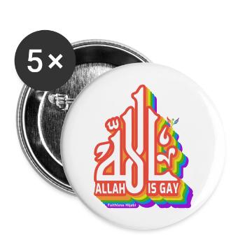 Allah Is Gay - Buttons large 2.2''/56 mm (5-pack) - white - Front