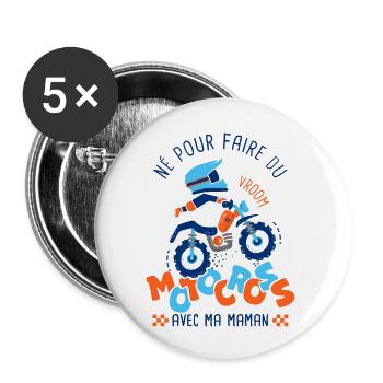 Né pour faire du motocross avec ma maman - Lot de 5 grands badges (56 mm) - blanc - Devant