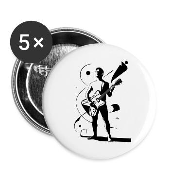 Héros musical avec silhouette de guitariste - Lot de 5 grands badges (56 mm) - blanc - Devant