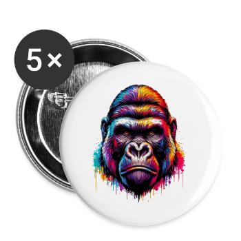 Gorille - Lot de 5 grands badges (56 mm) - blanc - Devant