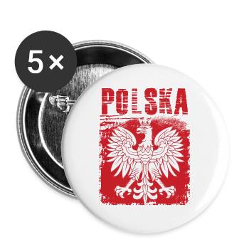 Pologne - Lot de 5 grands badges (56 mm) - blanc - Devant