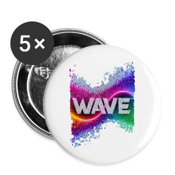 techno wave - Buttons groß 56 mm (5er Pack) - Weiß - Vorne