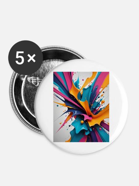 Farbklecks - Buttons groß 56 mm (5er Pack) - Weiß