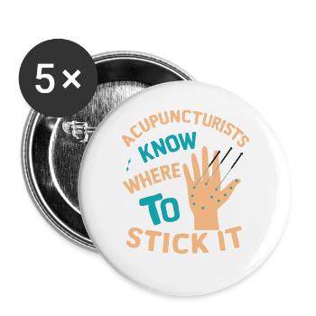 Acupuncture - Lot de 5 grands badges (56 mm) - blanc - Devant