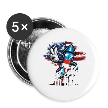 Here To Bang Retro Vintage Design 4. Juli - Buttons groß 56 mm (5er Pack) - Weiß - Vorne