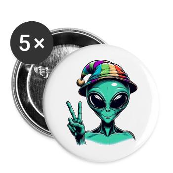 Alien Shows Peace - Buttons large 2.2''/56 mm (5-pack) - white - Front