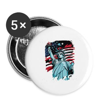 Love 4th of July Statue of Liberty American Flag - Buttons large 2.2''/56 mm (5-pack) - white - Front