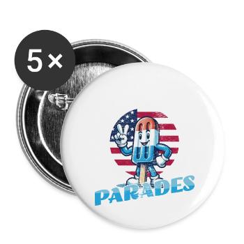 Popsicle Parades Drapeau des États-Unis vintage rétro - Lot de 5 grands badges (56 mm) - blanc - Devant