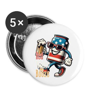 Red White Booze Retro Vintage Design - Buttons large 2.2''/56 mm (5-pack) - white - Front
