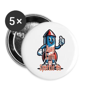 Keep Calm Jeu de mots rétro Vintage Design Célébrez le - Lot de 5 grands badges (56 mm) - blanc - Devant