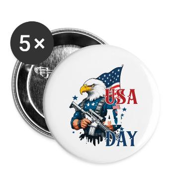 Usa All Day Funny Freedom Design 4th of July - Buttons large 2.2''/56 mm (5-pack) - white - Front