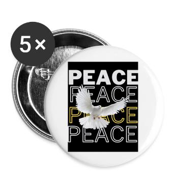 PeaceZeichen Friedenstaube - Buttons groß 56 mm (5er Pack) - Weiß - Vorne